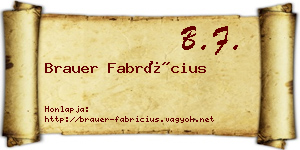 Brauer Fabrícius névjegykártya